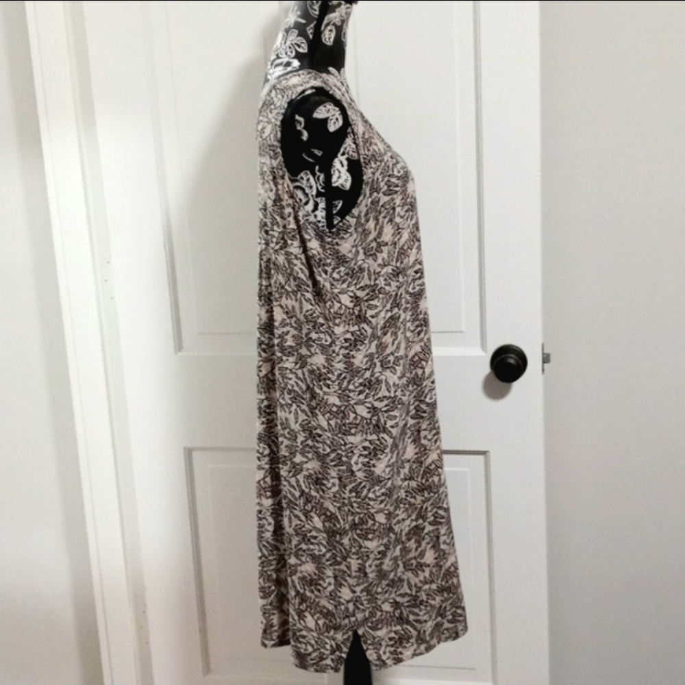 🖤VTG Flax by Jeanne Engelhart🖤 - Black/Tan Floral Print Sleeveless Dress - Picture 6 of 14